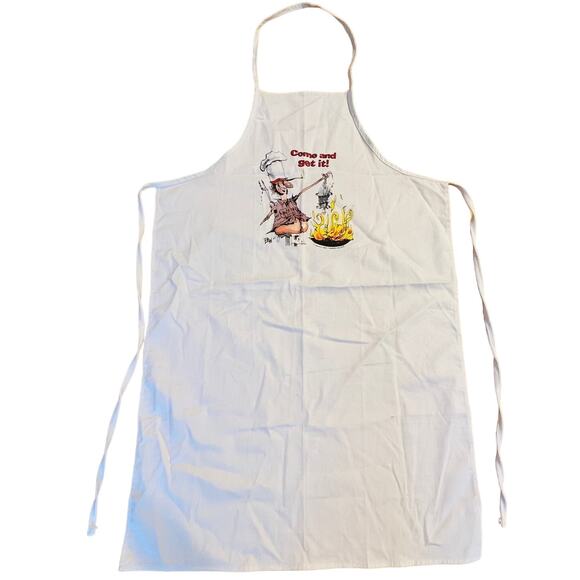 Jeff Foxworthy White "Come and get it" Apron 2002 Redneck Grill Fire 100% Cotton - Picture 2 of 8